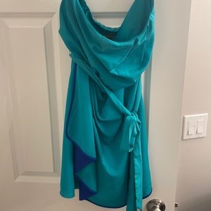 Teal Express Strapless Dress